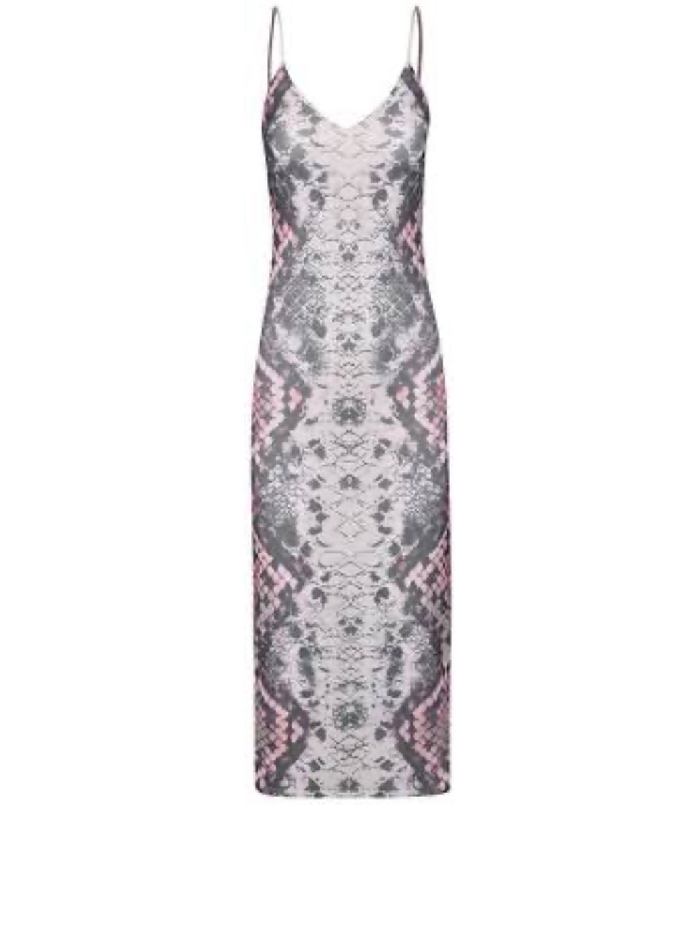 AFRM Amina Midi Dress in pink placement snake print